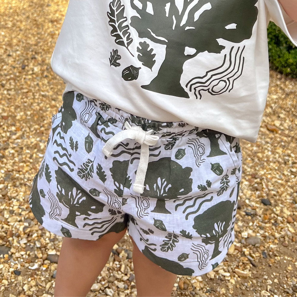 oak linen shorts