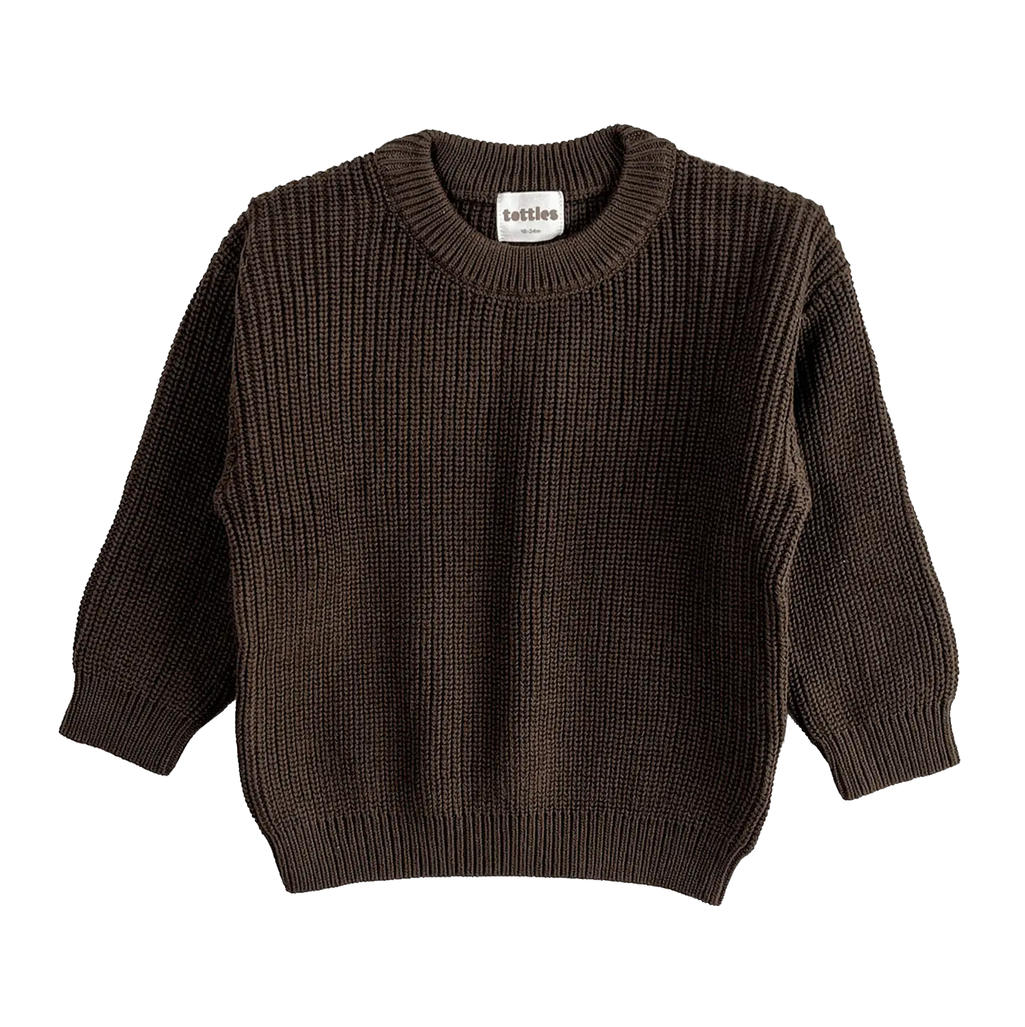 cocoa chunky crew knit jumper for toddlers, 100% organic cotton and perfect for everyday wear