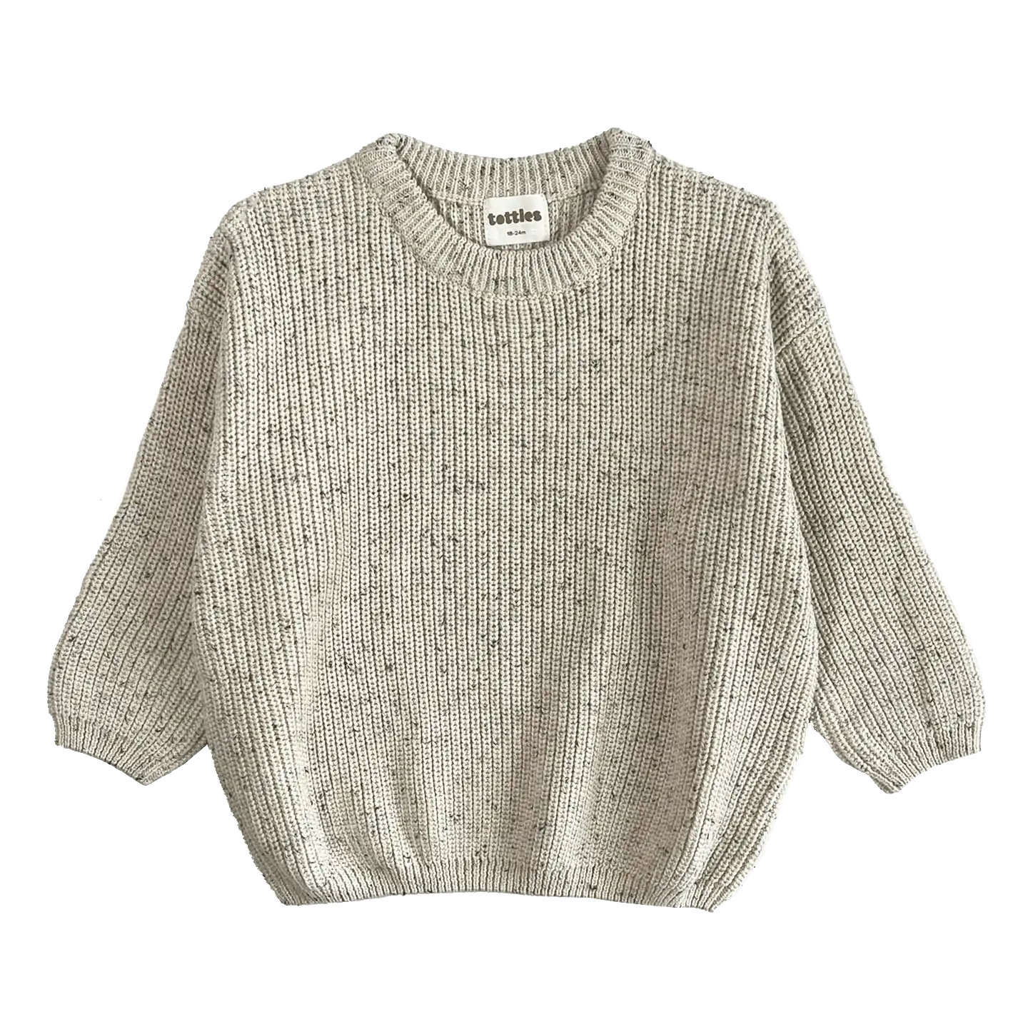 oversized toddler chunky knit jumper in frosty speckle, perfect for mix & match styling with a cozy, relaxed fit