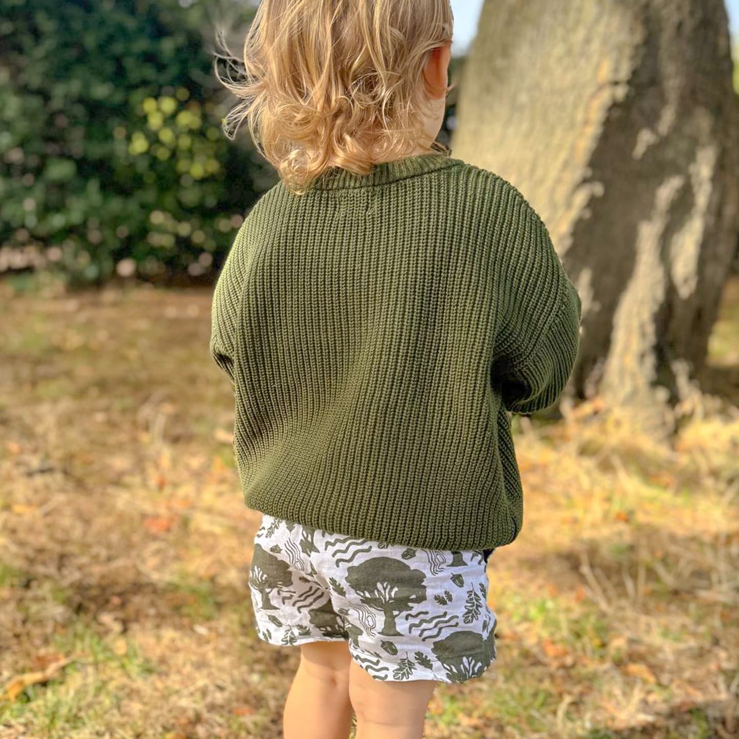 chunky crew knit jumper - forest