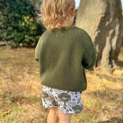 chunky crew knit jumper - forest
